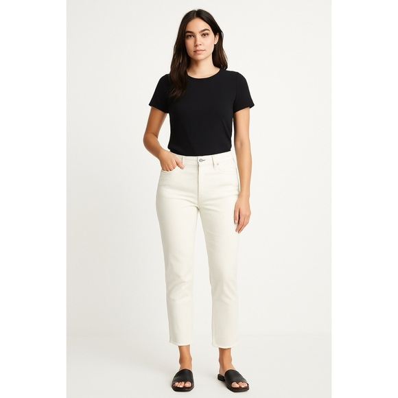 NWT J. Jill High Rise Cropped Split Hem Jeans - White - Picture 2 of 15